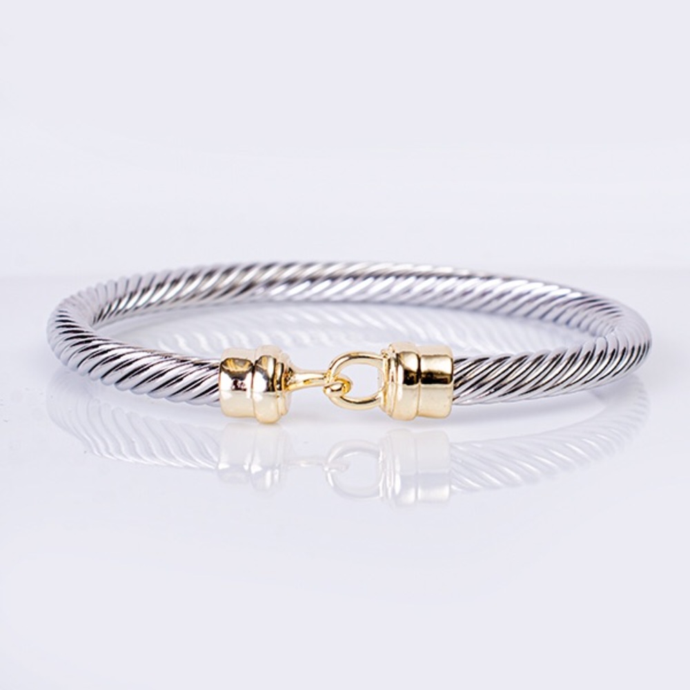 Two Tone Cable Hook & Eye Cable Bracelet